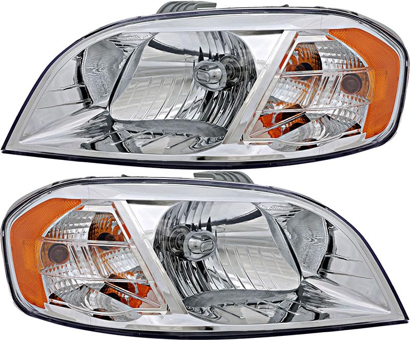 Compatible with Chevrolet Chevy Aveo Headlights Lamps Set 2007 2008 2009 2010 2011 2012 Halogen Driver and Passenger Side