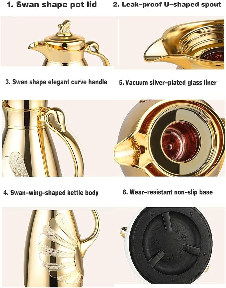 Press Coffee Maker Double Wall Tea Maker with Stainless Steel Glass Liner for Coffee Hot Water Tea Beverage (White 1L)