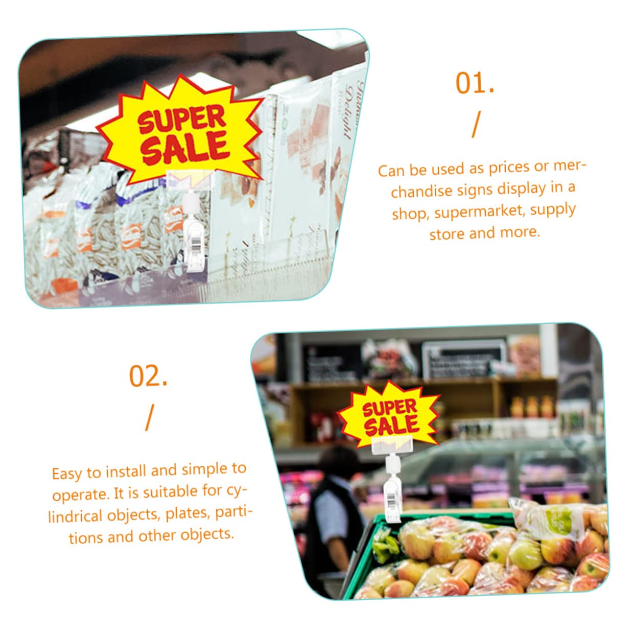 LALAFINA 50stücke Etikettenhalter Clip Transparente Preisschild Für Werbung Menükarten Fotos Installieren Für Platten Geeignet Für Supermärkte Und Einzelhandel