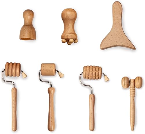 Kit de terapia facial de madera, 7 piezas de maderoterapia facial, juego de terapia de madera facial, juego de escultura facial de madera, arrugas