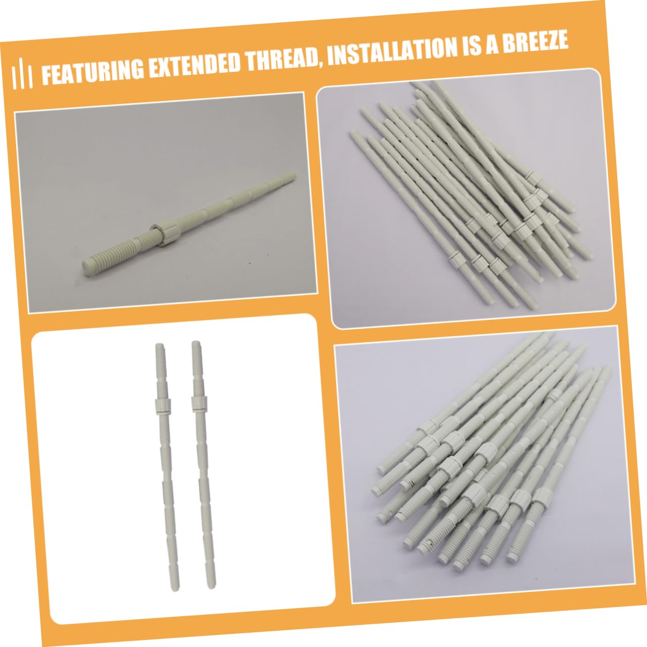 Varillas para Pulsador De Inodoro Doble Descarga, Kit De Varillas Roscadas Extendidas De Plástico, Piezas Aplicables para Tanque De Agua, Repuesto Práctico para Baño, 2 Unidades
