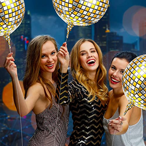 Big Gold Disco Ball Balloons 20 Pieces 22 Inch 70S Disco Party Decorations 360 Degree 4D Metallic Mirror Disco Balloons Large Laser Foil Balloon For Disco Decorations Party Supplies (Fresh Style) #TOP4