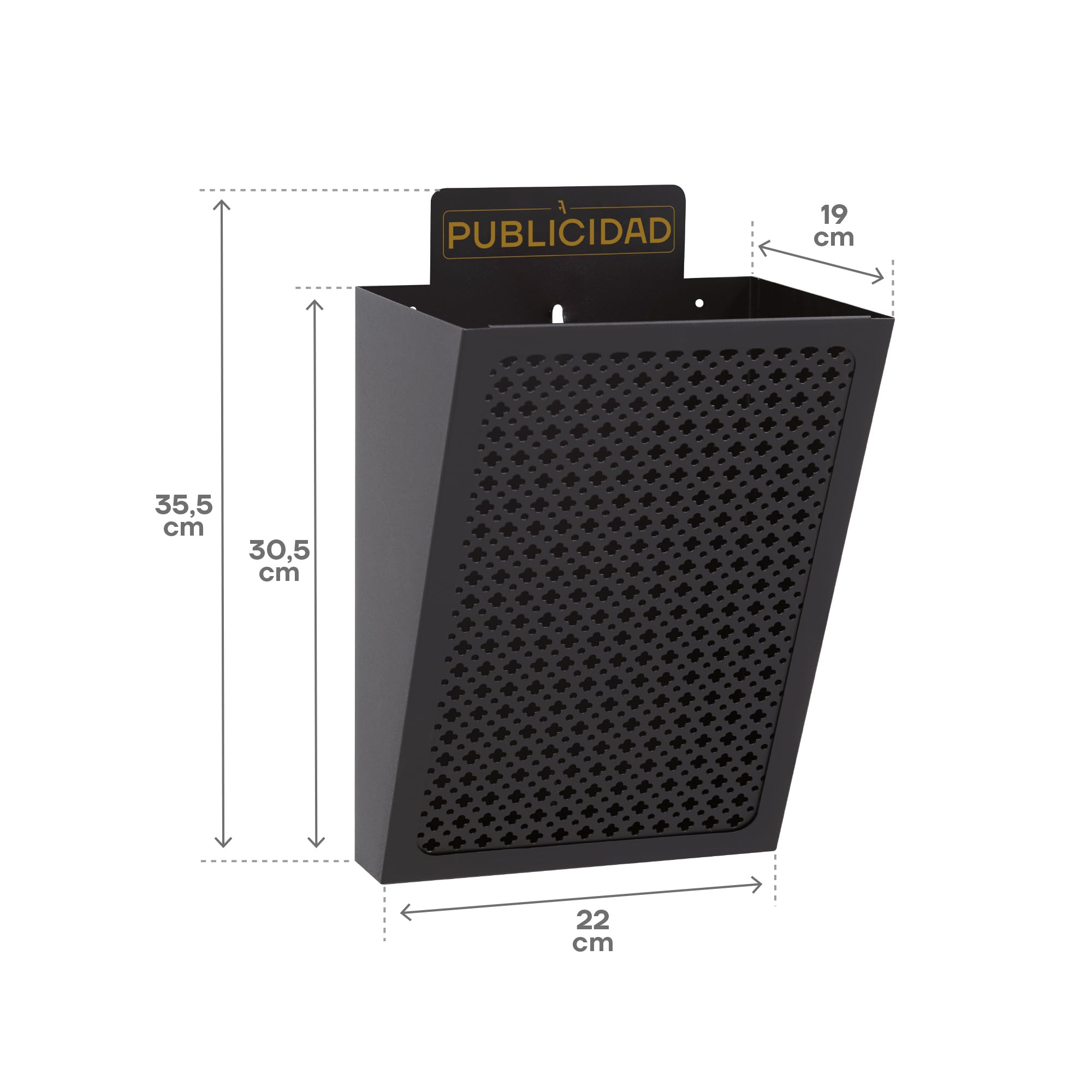 Arregui E2301 Cesta de Publicidad de Acero | 7,5 L | 30,5 x 22 x 19 cm | Negro