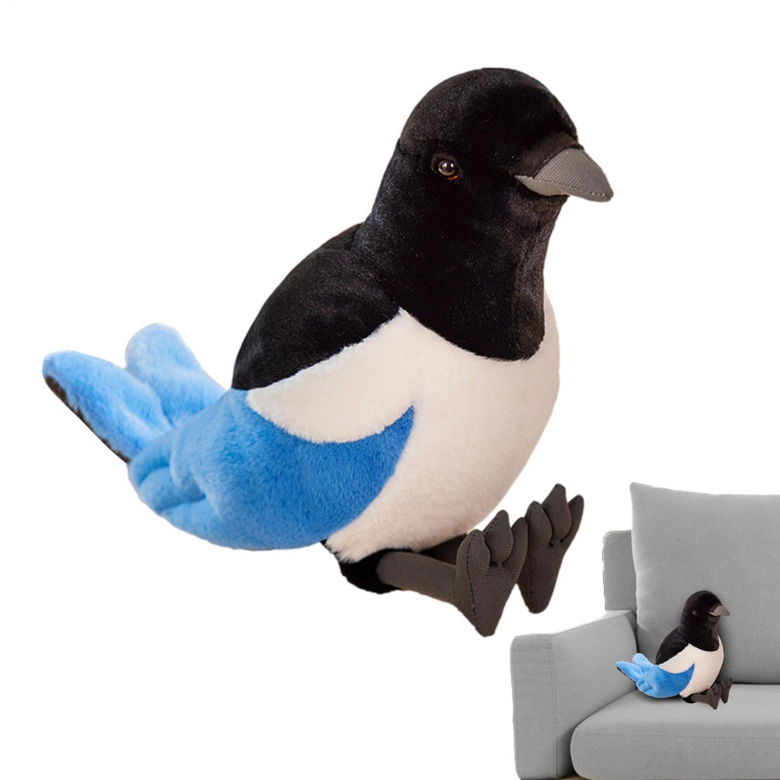 Magpie Plush Toy – Simulation Bird Stuffed Animal, Ccozy Hugging Doll, lifelikee Ffeather Design | Cute Companion Gift For Children Room Decor Desk Display Learning Plaything Holiday Present