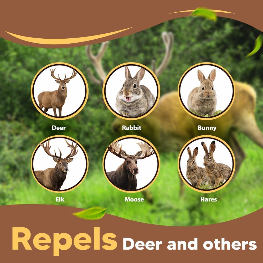 Deer Repellent Outdoor, Natural Deer Repellent for Garden and Yard, Keep Deer Away from Plants, Lasting 90 Days Protection, Safe for Pets and Plants – 8 Pack
