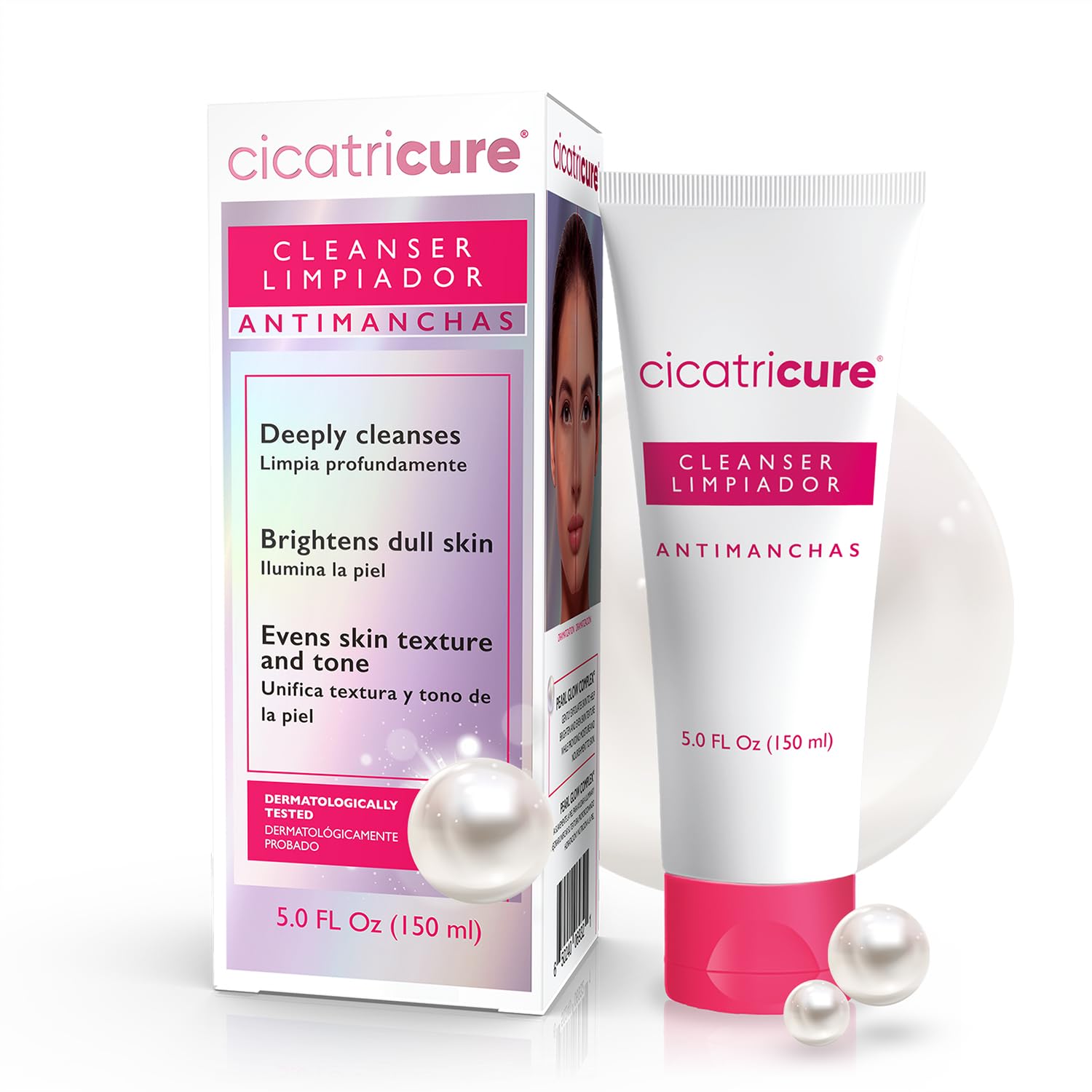 Cicatricure Antimanchas Face Wash, 3-in-1 Facial Cleanser for Women with Pearl Complex, Brightens Skin, Evens Tone & Texture, Deep Cleansing Facewash for Face, Neck & Cleavage, 5.0 FL Oz