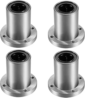 HiPicco Linear Ball Bearings, LMF25UU 25mm Round Flange Linear Motion Bushing Double Side Rubber Sealed for 25mm Linear Shaft CNC Machine 3D Printer 4 Pack