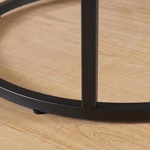 Miniatura 7 de CENSI Juego de 2 mesas de centro redondas anidadas, madera de roble natural de 31.5 pulgadas y marco de metal, modernas mesas centrales apilables