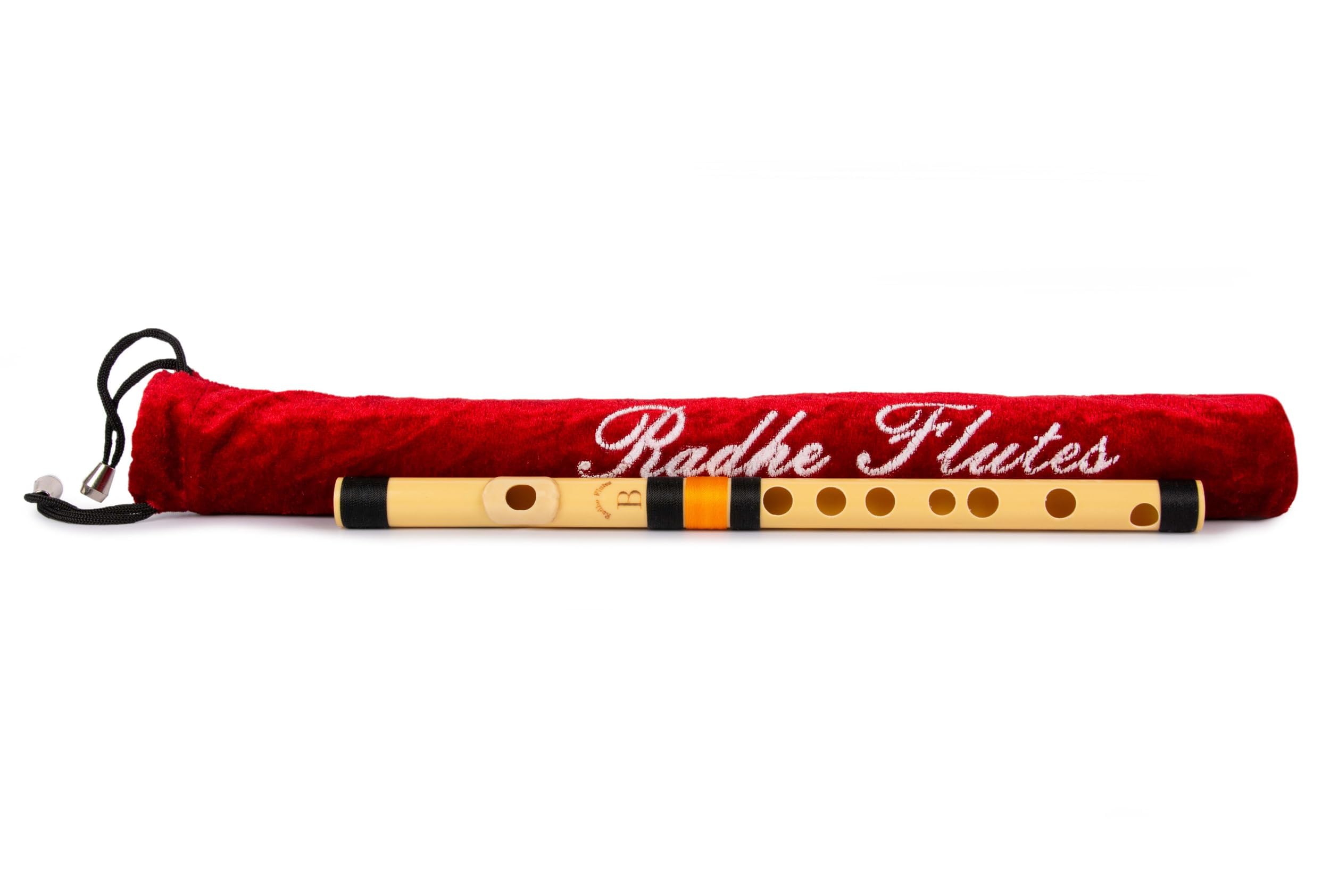 PVC Fiber B Natural Bansuri Higher Octave Right-Handed – Durable Flute with Velvet Cover, Crack-Resistant, Authentic Bamboo-Like Sound, Beginner Course Included