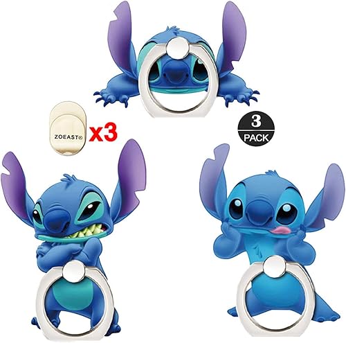 Miniatura 4 de ZOSTLAND 3 anillos para teléfono con broma divertida, universal, ajustable en 360, soporte de agarre para dedos, gancho de montaje para stent de