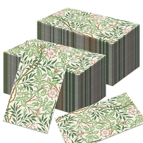 100PCs William Morris Paper Napkins Vintage Floral Paper Napkins Disposable Napkins Decoupage Napkins for Kitchen Party Guest Towels Wedding Baby Shower Retro Plants Party Supplies,4.5x8 Inch