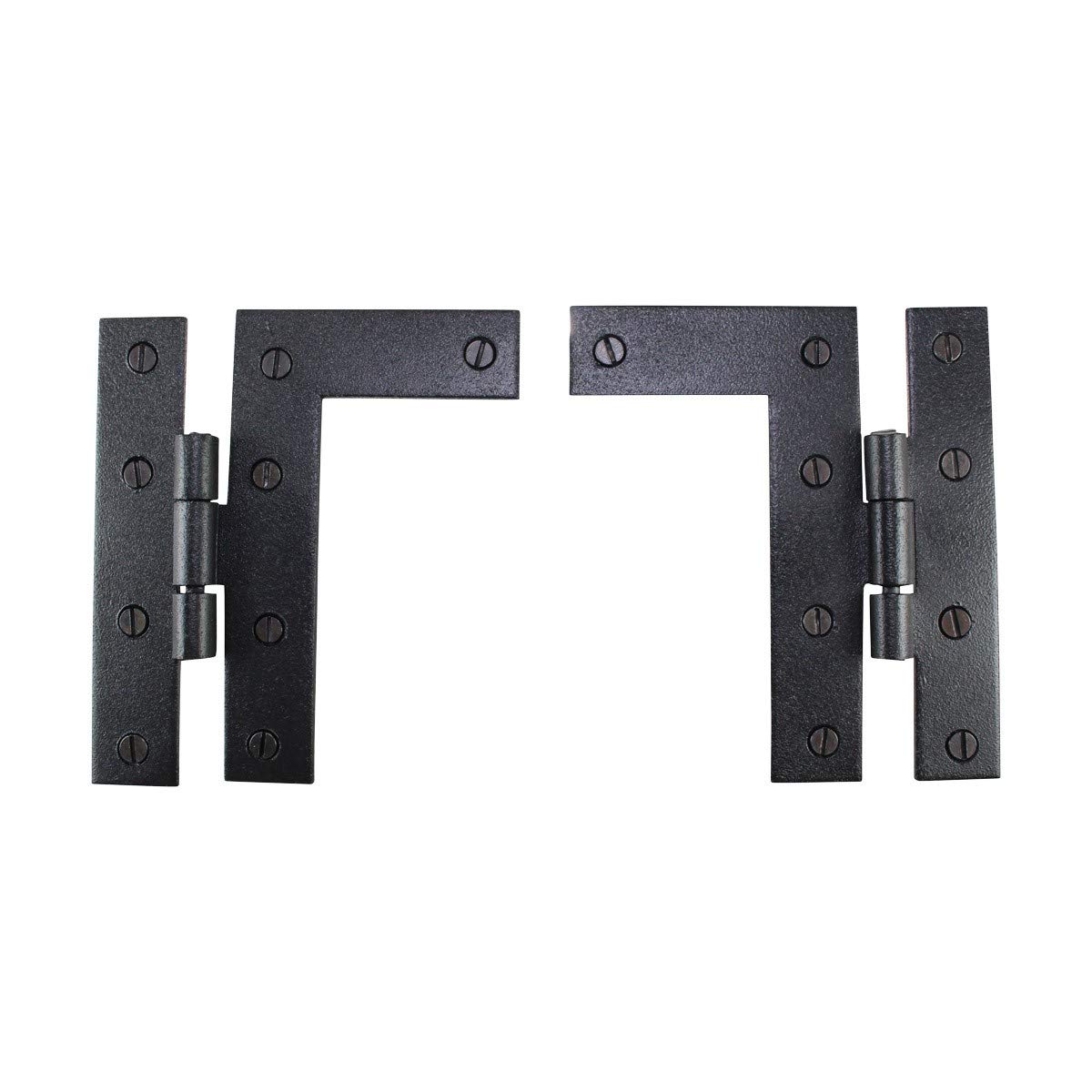 Renovators Supply Manufacturing Cabinet Hinges 4.5 in. Black HL Hinge Pair Left and Right Wrought Iron Kitchen Cabinet Hinge with Hardware