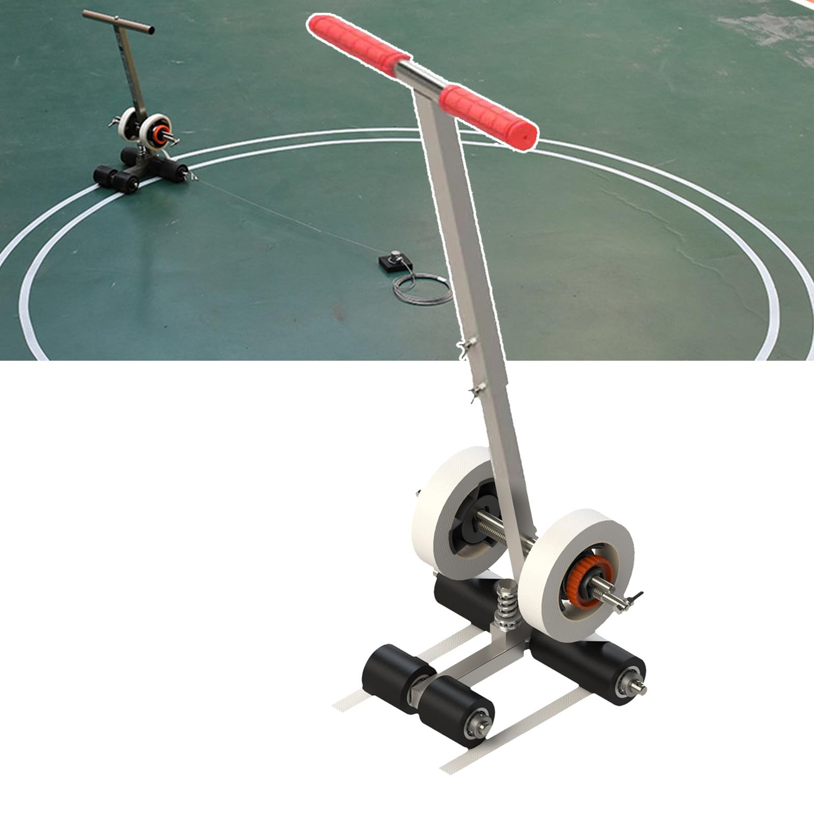 GLETSF Floor Tape Applicator, Manual Road Marking Machine, Court Line Tape Machine, with Rubber Roller, for Basketball Courts, Road Signage and Parking,To