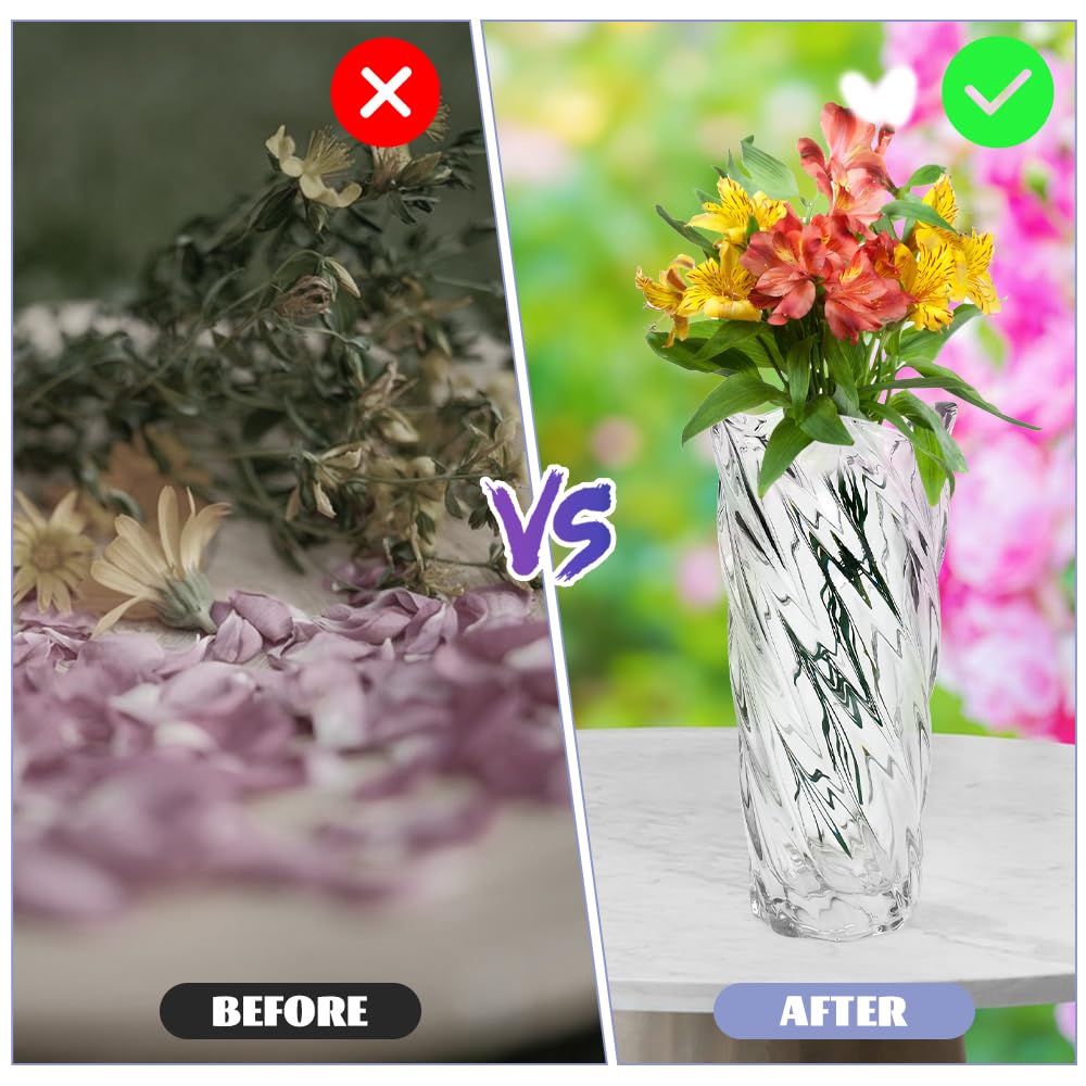 Vaso In Vetro Kurtzy 29cm - Design Moderno, Cilindrico, Per Fiori Freschi O Decorativi - Foto 6