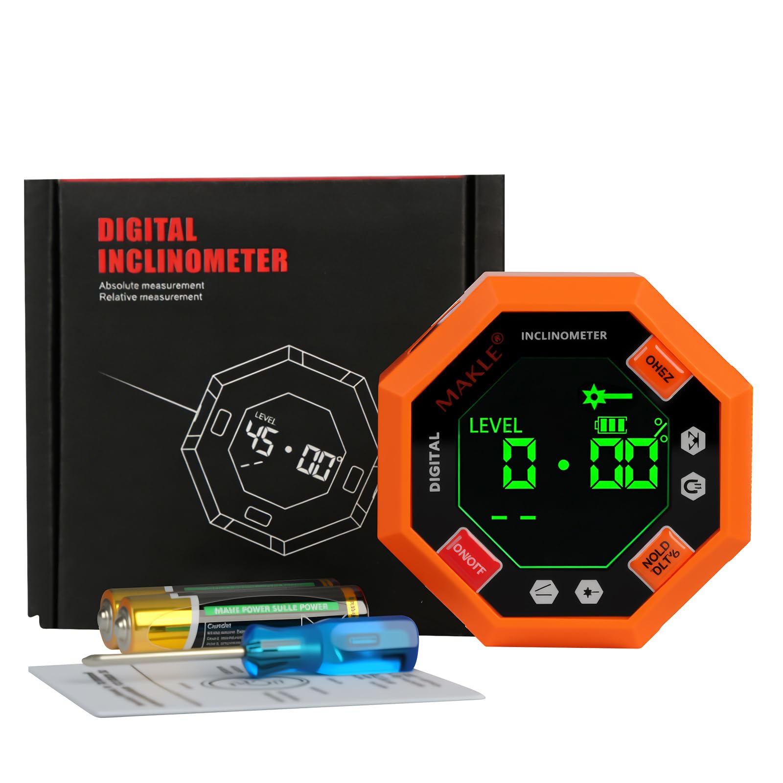 Digital Angle Finder with Laser, Laser 9 Side Strong Magnetic Digital Angle Gauge Protractor with LCD Display Magnetic Base, USB Rechargeable Magnetic Digital Spirit Level for Woodworking Construction