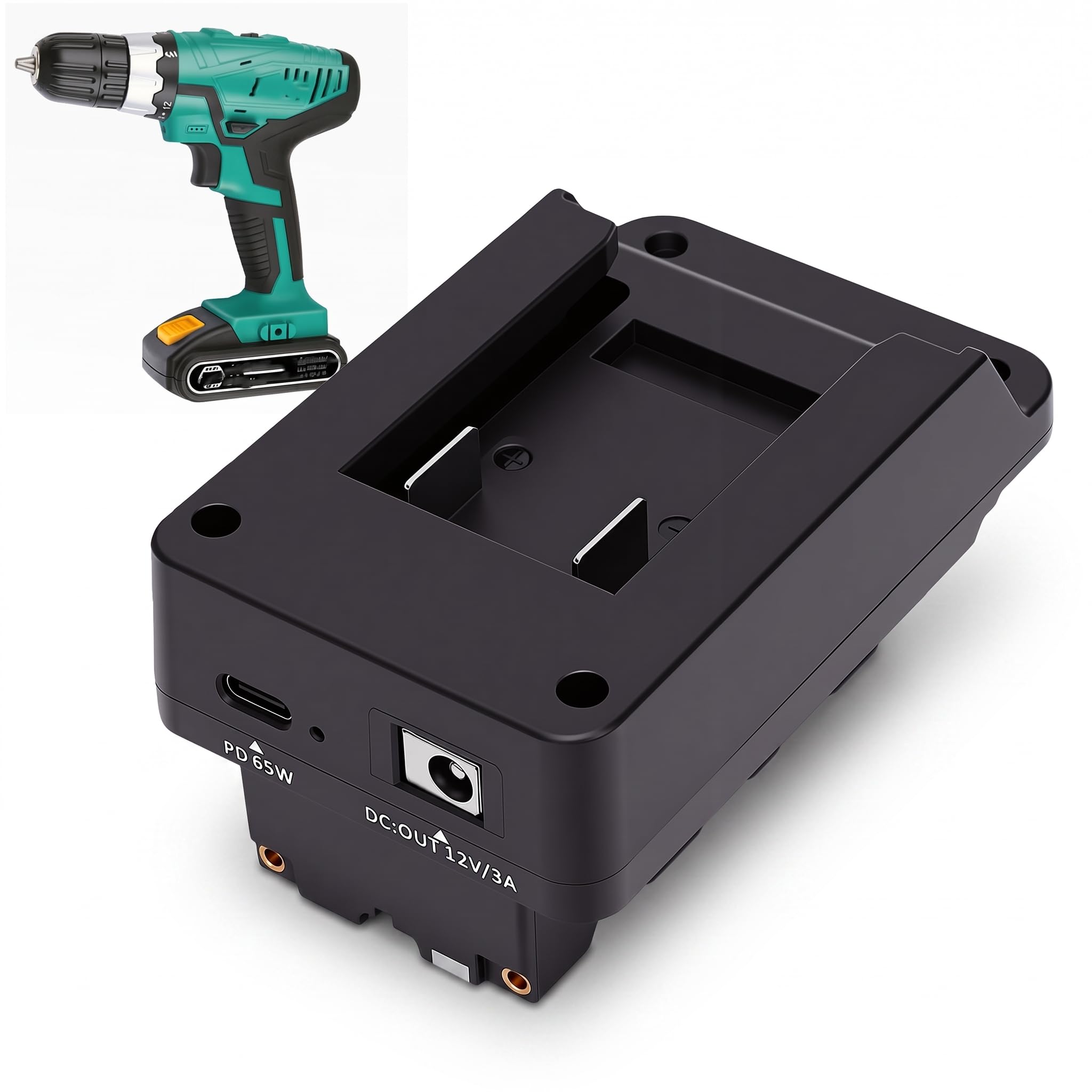 Sxhlseller Adaptador de Batería para Herramientas Eléctricas, Convierta Batería de 15-21 V a Tipo C PD 65 W con Indicador de Carga LED para Convertidor de Taladro Inalámbrico