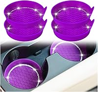 Vista 129 de zipelo Bling Car Cup Coaster, 2 Pack Universal Vehicle Anti-Slip Cup Holder Insert Coasters, Crystal Rhinestone Silicone Shockproof Drink Mat, Car