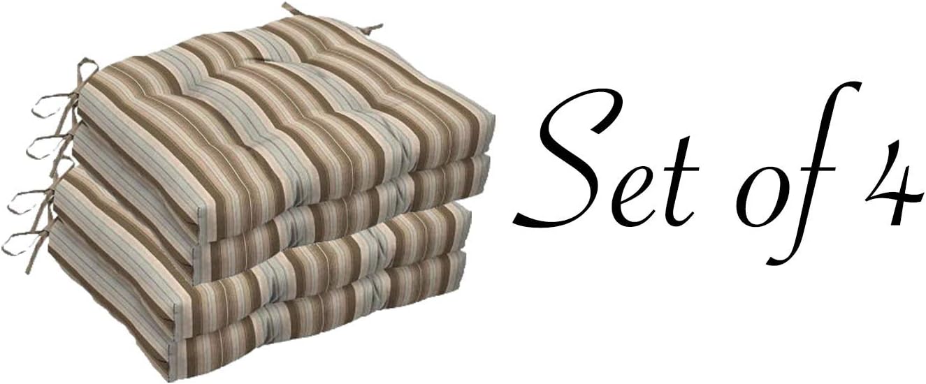Comfort Classics Outdoor Wicker Multi Colored Striped wickered seat Cushion (Set of 4) 19L×17.5W×4.25H in. in Polyester