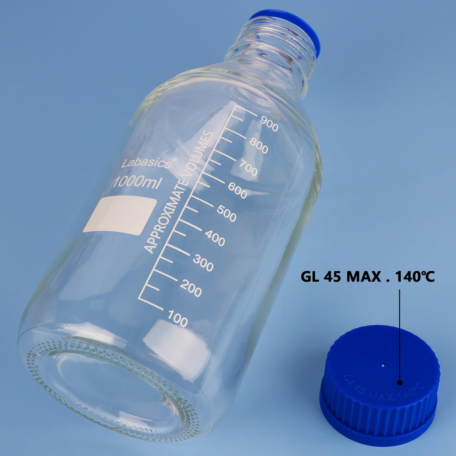 Produktbild von PYREX Runde Medienflasche Mit GL45-Deckel – Borosilikatglas Für Labor & Zuhause