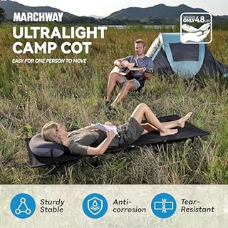MARCHWAY Ultralight Folding Tent Camping Cot Bed, Portable Compact for Outdoor Travel, Base Camp, Hiking, Mountaineering, Lightweight Backpacking (Black)