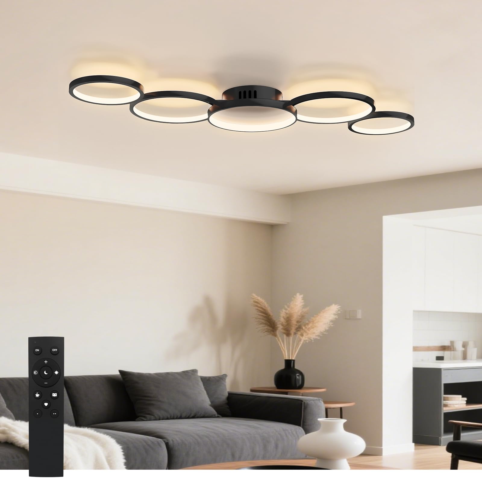Sky angle Plafoniera LED con Telecomando, Plafoniera Dimmerabile 3000-6000K 50W 6000LM Luce Rotonda per Camera da Letto Soggiorno