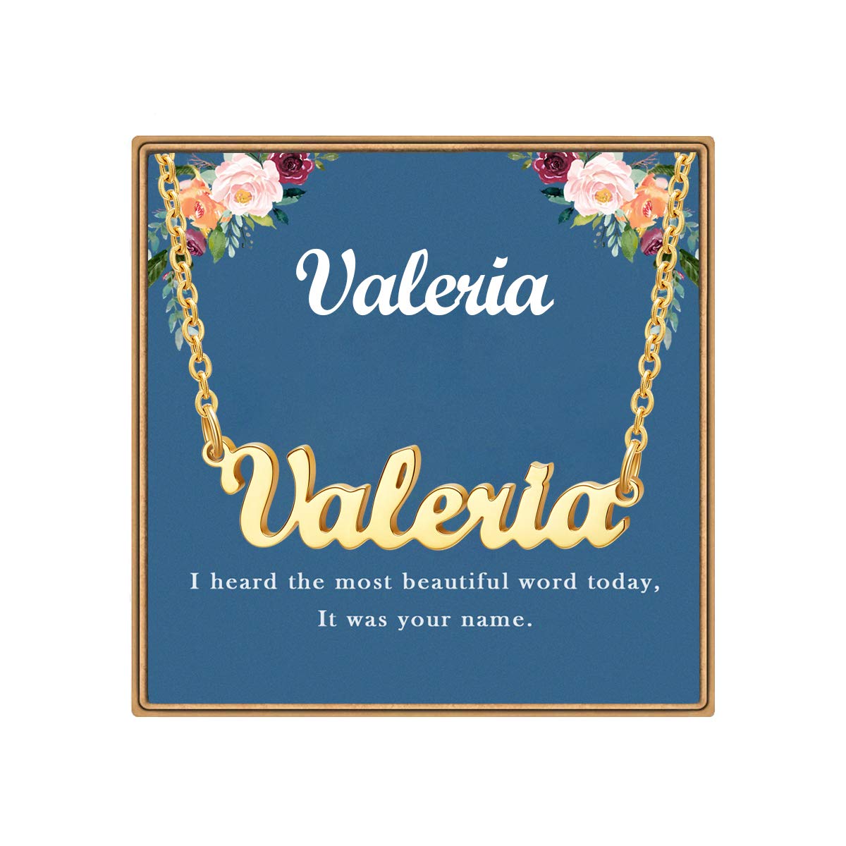 Ldurian Custom Name Necklace, Personalized Name Plate Pendant Necklace Pre Gifts, Charm Pre-made Jewelry for Mom Mama Birthday Anniversary