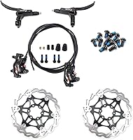 Vista 1 de Zoom 4-Piston MTB Freno De Disco Hidráulico Set/w 6.299 in Rotores De Disco Flotante Enrutamiento Interno