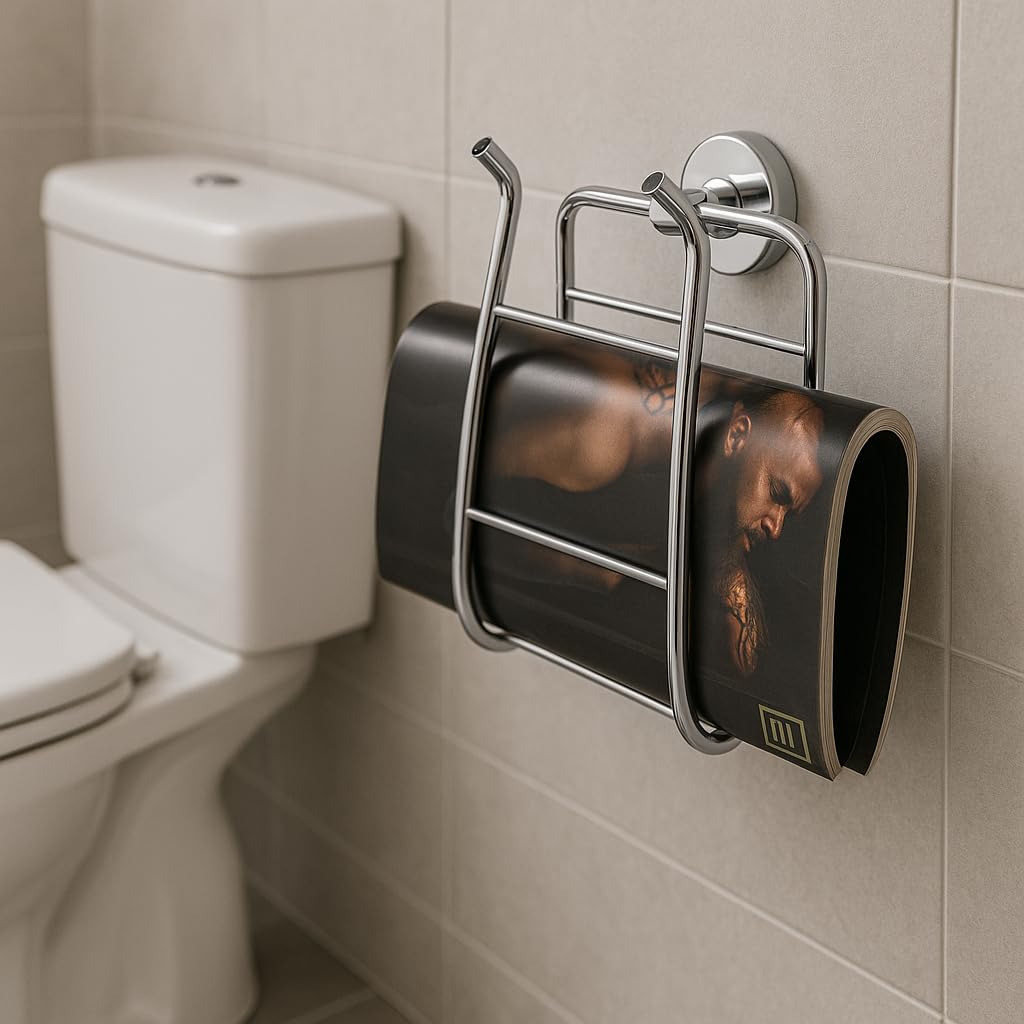 DURA GRACE EUROPEAN COLECTION DURAGRACE Magazine Holder | Premium Brass | Chrome Finish | Wall Mounted Space-Saving Bathroom & Kitchen Organizer 1
