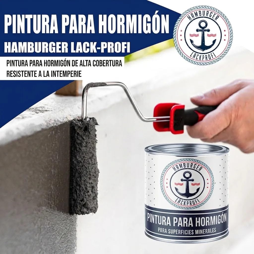 Pintura para hormigón satinado azul agua RAL 5021 azul Pintura para suelos suelos revestimiento de hormigón de fachada (1 L) Hamburger Lack-Profi