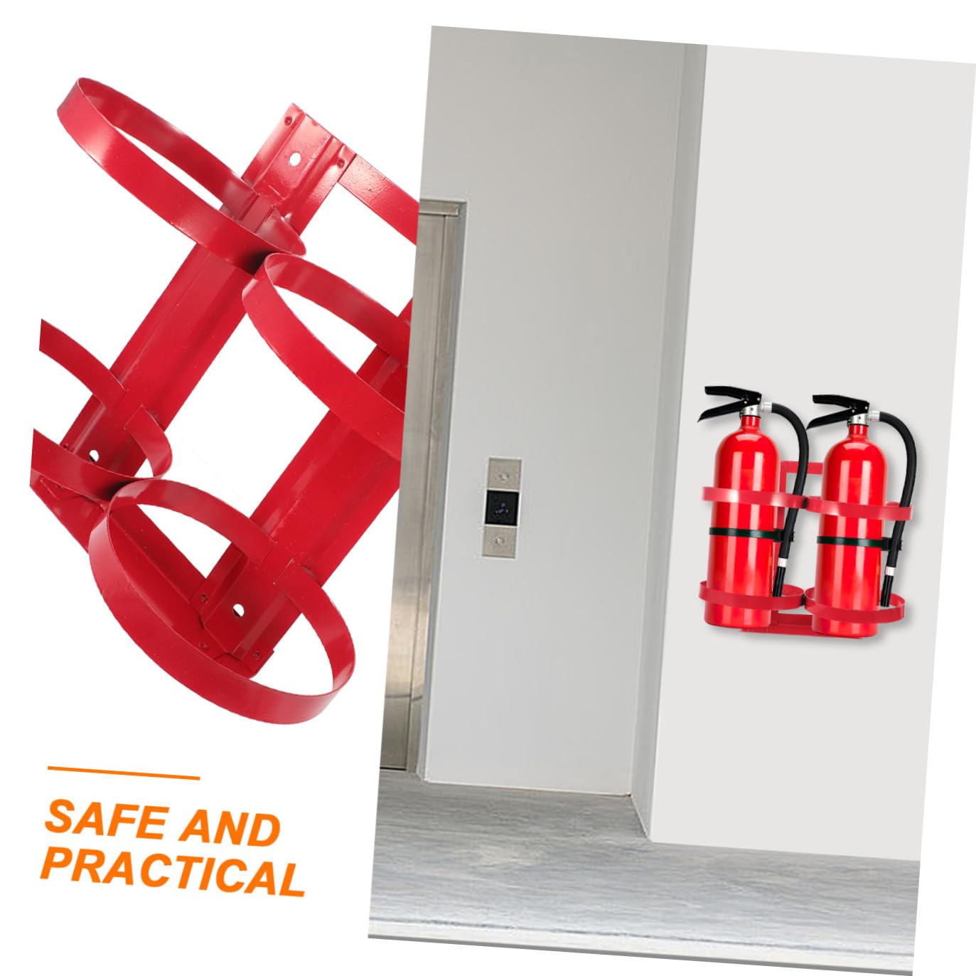 Didiseaon Supporto per Estintore da 5kg in Ferro Rosso Struttura Sicura e Design Ragionevole, Staffa Doppia per Montaggio a Parete in Casa o Ufficio