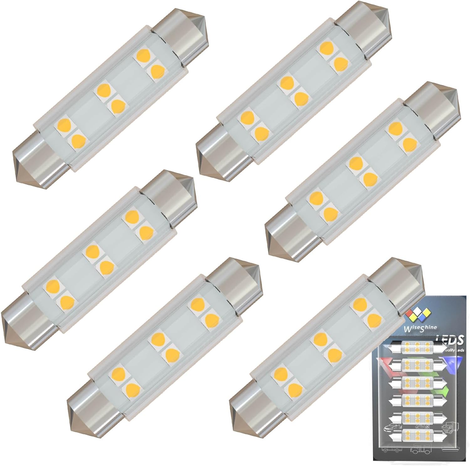 Wiseshine Festoon LED Bulb 43mm 44mm,578 LED Bulbs Warm