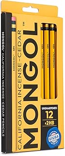 Mongol Classic Incense Cedar #2 Pencil - 12-Pack - Unsharpened, European Graphite Core, US Grown Cedar, Smudge Free Eraser – Nontoxic PMA Certified