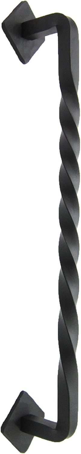Farmhouse Slim 10 Inch Twisted Iron Cabinet Pull (Black)