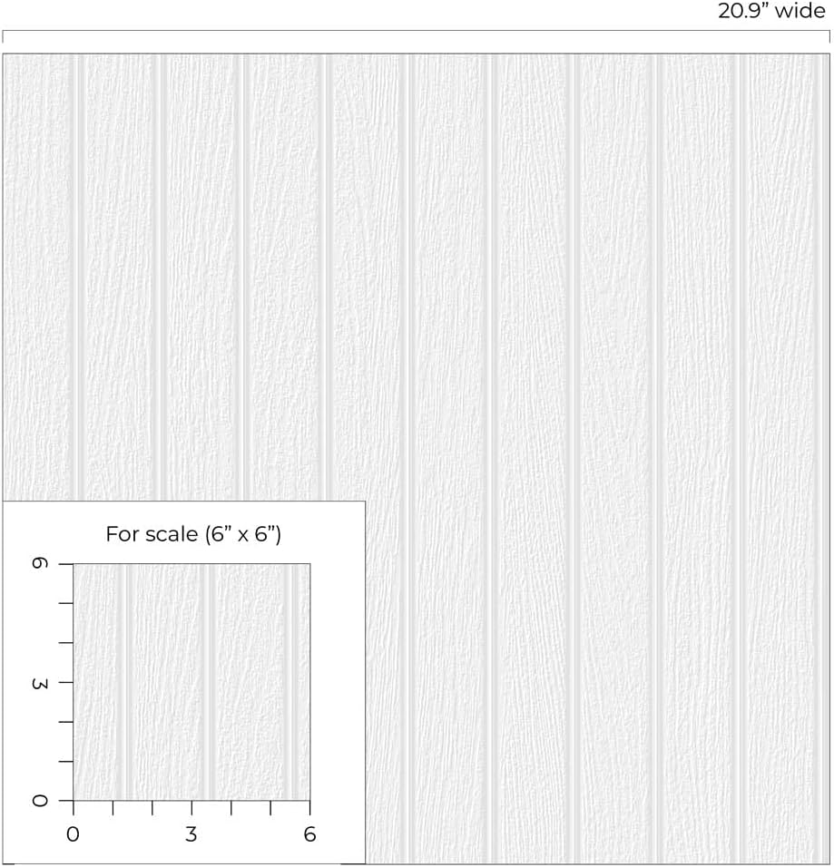 Off-White Faux Beadboard Paintable Unpasted Wallpaper