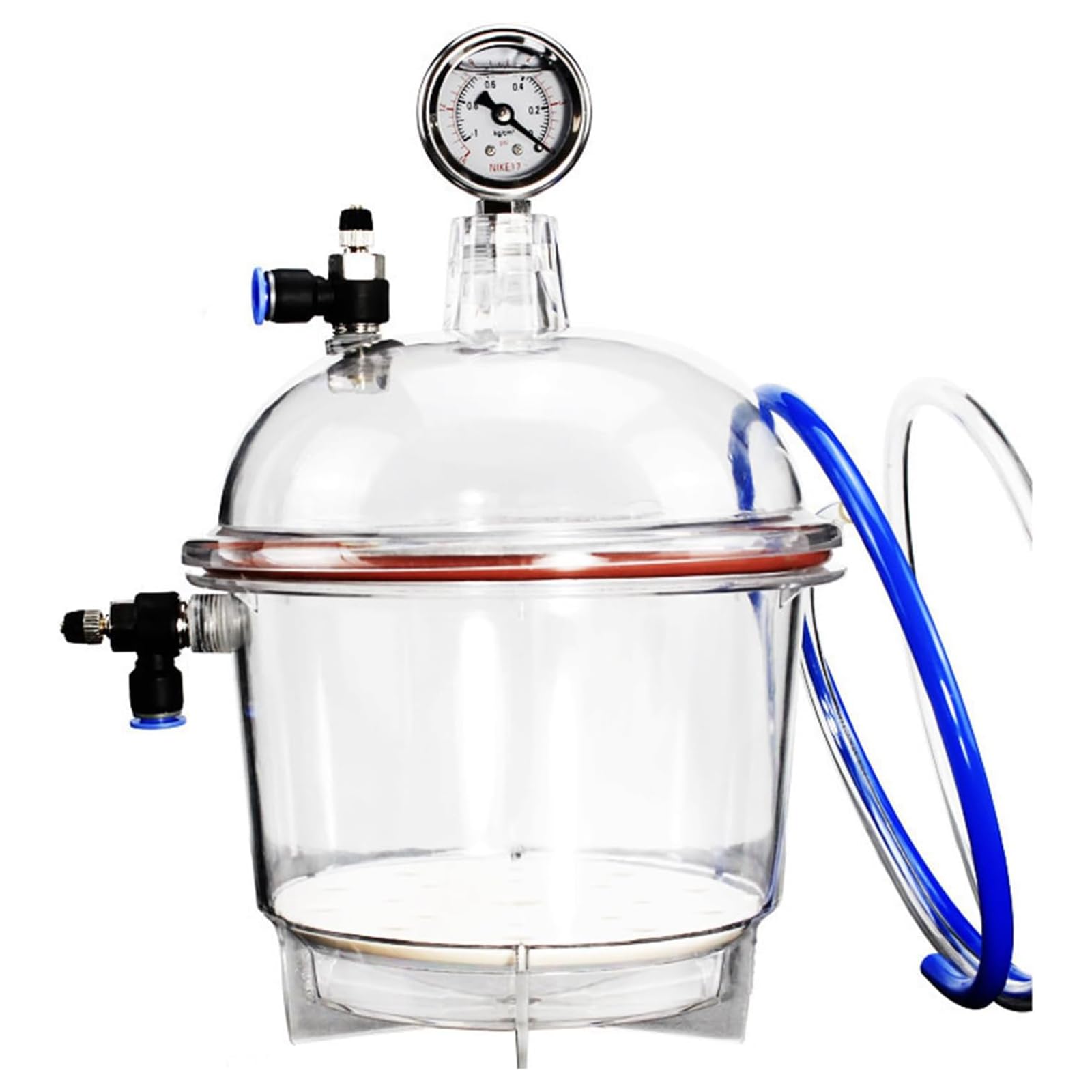 Vakuum-Exsikkator mit Doppelventil und Manometer, Polycarbonat-Kunststoff-Trockner zum Trocknen im Labor, Vakuum-Exsikkatorglas, 250 mm