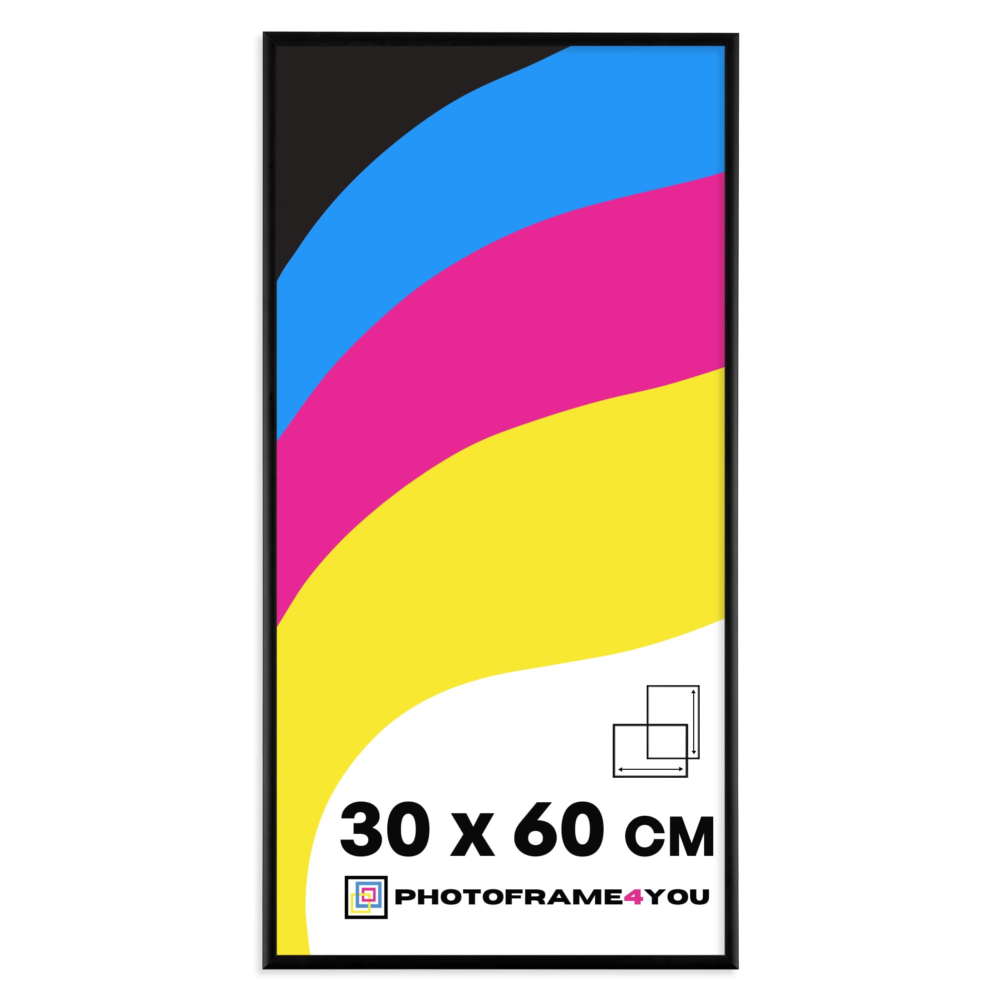 Photoframe4you - 30x60 cm Picture Frame Black - Aluminium Photo Frame with Shatterproof Acrylic Glass - 11,8x23,6 inches Wall Hanging for Posters & Certificates in Living Room, Bedroom Tacoma