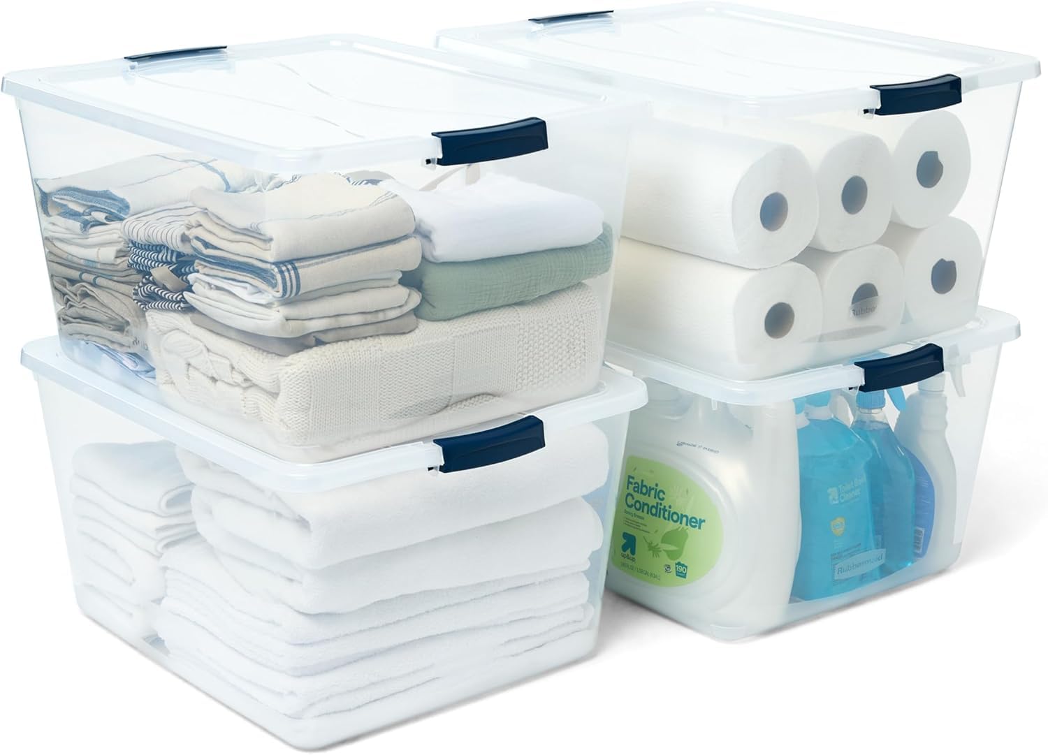 SR Plastic Storage Bins Clear Storage Box with Lids Multipurpose Stackable Storage Containers for Home, Office Organizing Tools | Versatile Home Organizer -11liter(40x20x15cm)(Pack of 4)