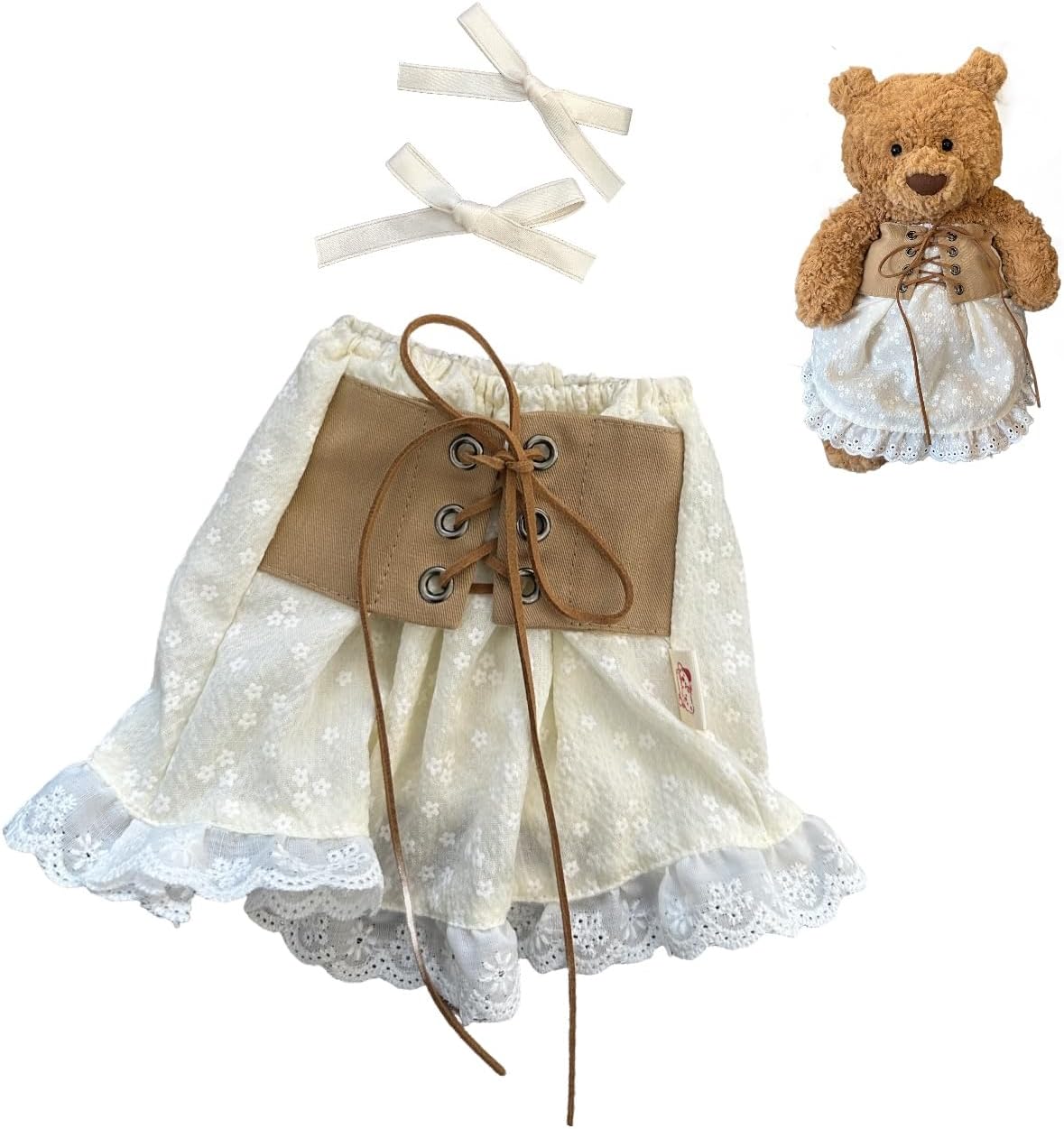 Clothes for 47cm Huge Bartholomew Bear,20inch Teddybear Dress,Stuffed Animals bumbly Bear Cute Doll Clothes,Doll Dress only Without Doll(2pc Includes 1 Doll Dress 1 Pair Doll Hair Clip) (L)