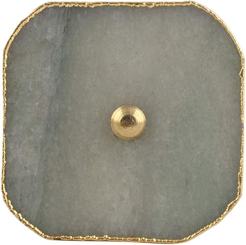 Miniatura 2 de Indian Shelf Paquete de 2 pomos cuadrados de mármol verde de lujo para cajones de gabinete de cocina, tiradores decorativos de piedra para aparador,