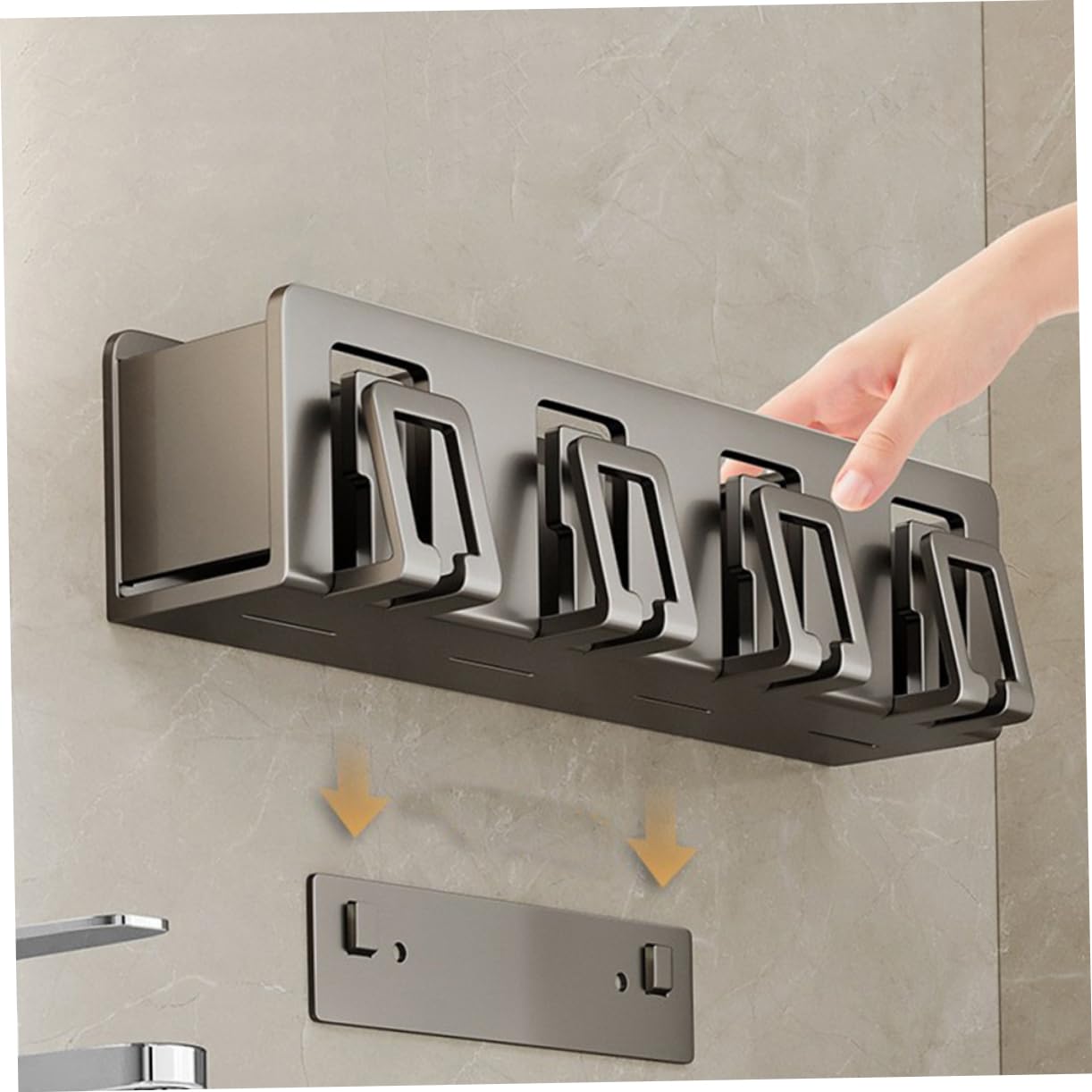 ULTECHNOVO Portaspazzolini da Dentifricio da Parete senza Organizer Multifunzione per Spazzolini Elettrici e Rasoio Montaggio Facile su Superfici Lisce Persone Grigio