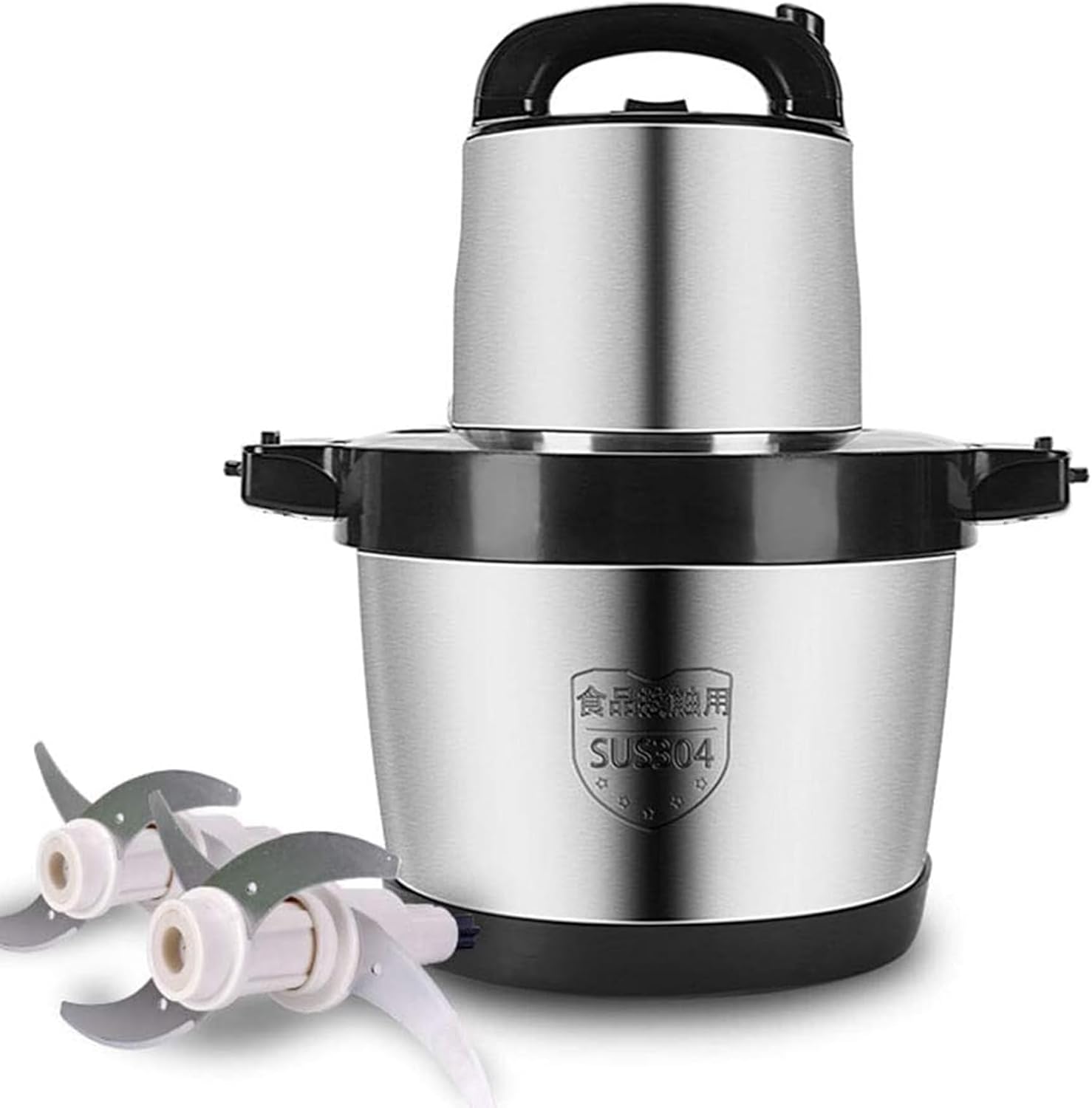 6L Electric Food Processor - Large Capacity Stainless Steel Meat Grinder with 4 Sharp Blades for Chopping Meat, Onions, Vegetables & Fruits - Image 1 of 9