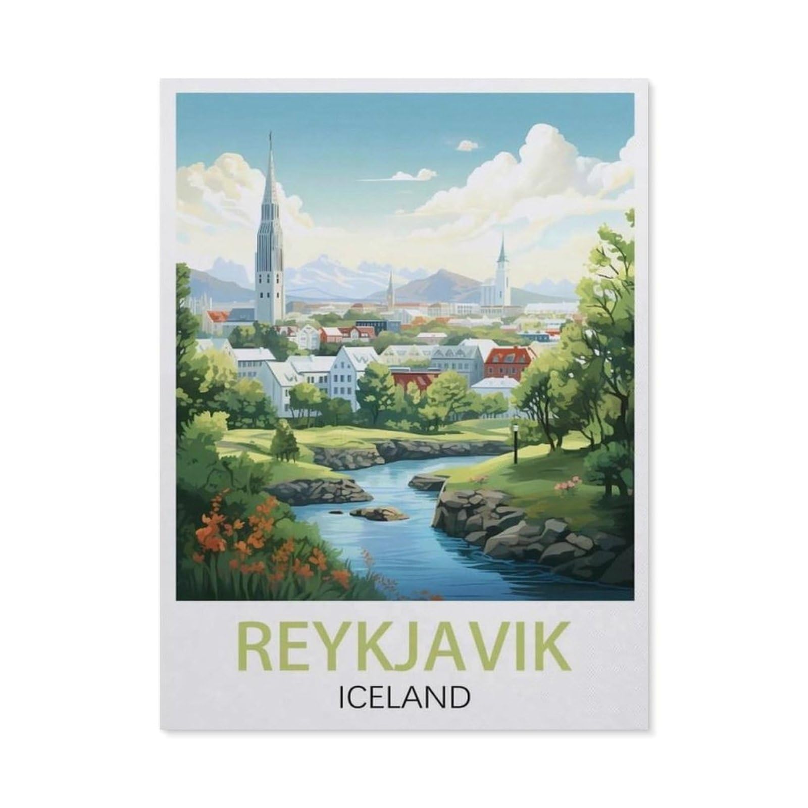 Funny Bathroom Wall Decor Signs，Reykjavik Iceland(30x40cm）