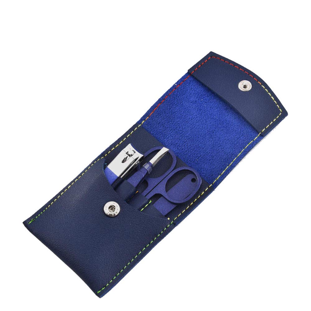 Professionelles Nagelknipser-Set, scharfer Nagelschneider aus Edelstahl, Pediküre- und Maniküre-Set mit Cortex-Metallgehäuse für Unisex-Blau_4-teiliges Set (Blau 4)