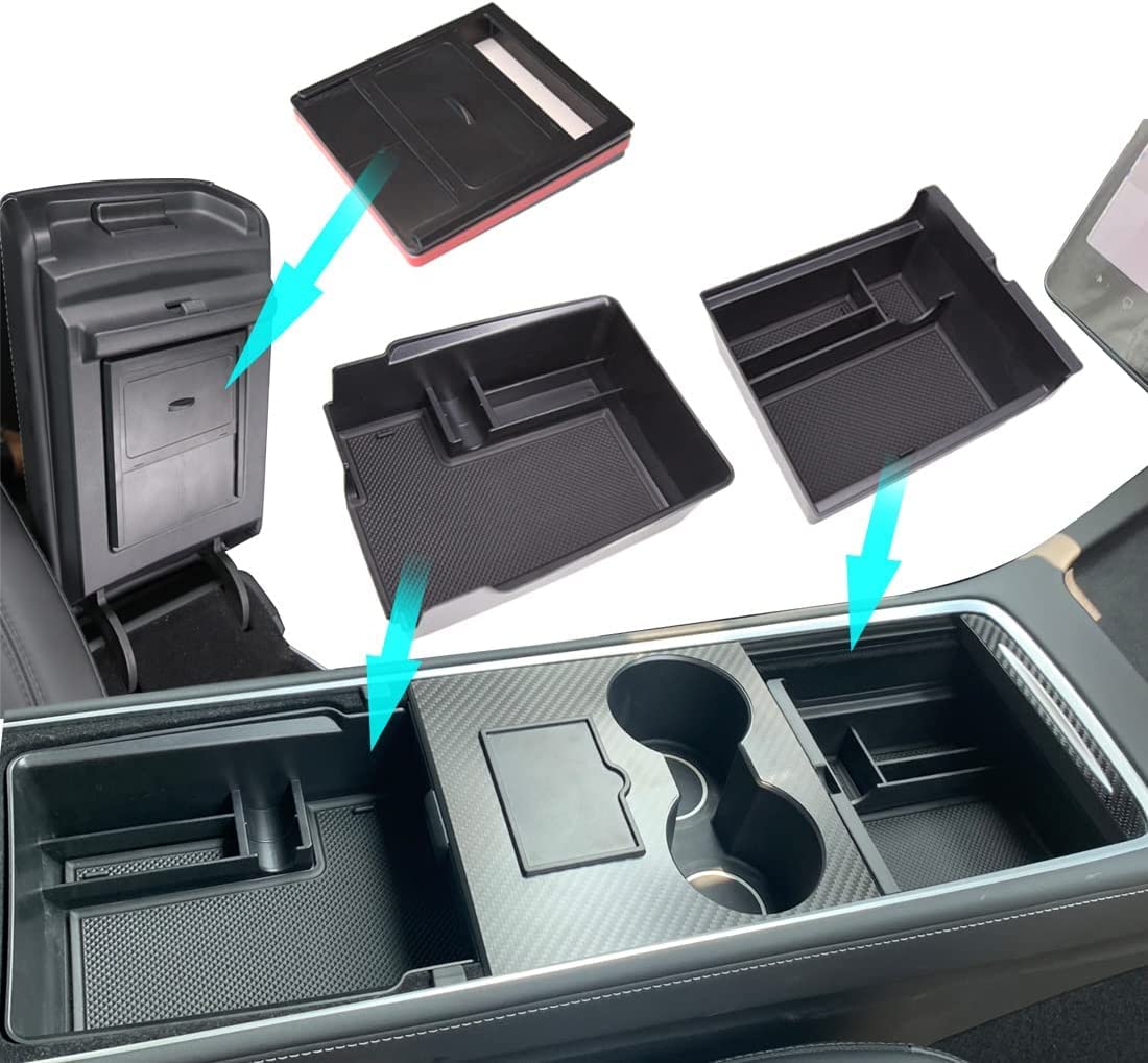 YYDS Tesla Model 3 Model Y Center Console Organizer Bundle - Enhance Storage & Organization - Custom Fit for Model 3 and Model Y - Premium Quality Accessories