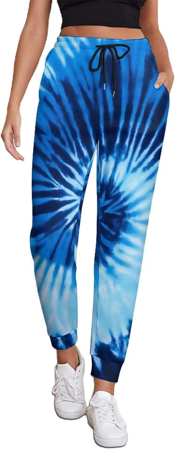 Woerexker Men's Blue Tie Dye Unisex Adult Tie Dye Joggers Pants 70S 80S Trouser Sweatpants Wo Long Pants