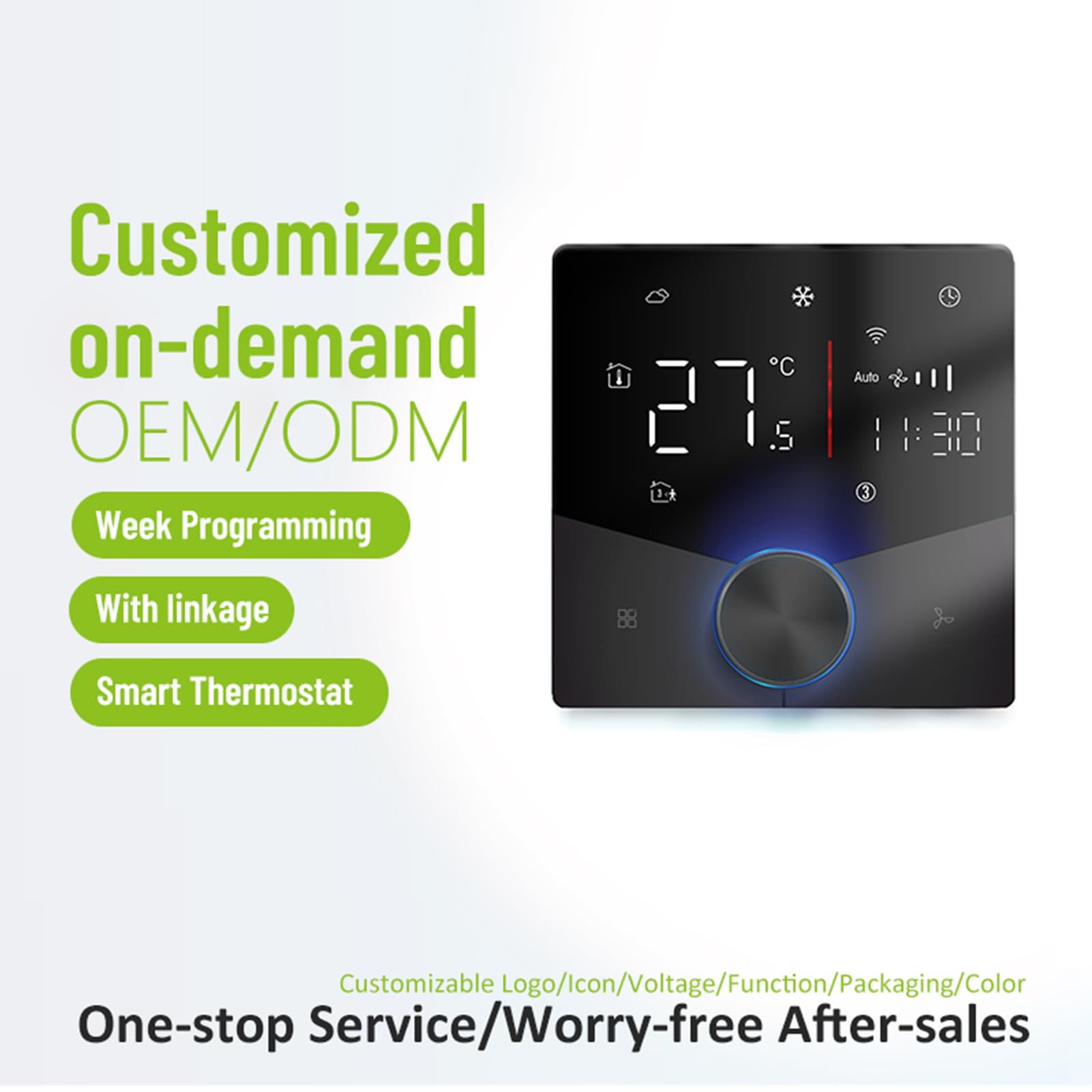 SEAFRONT Termostato Wifi 5 e 2 Termostato Programmabile Controller per Climatizzatore Wifi Smart con Manopola LED e Tasto Touch Sovradimensionato (WHITE)