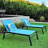 tumbonas jardin aluminio Estable: marco de aluminio estable, las patas antideslizantes y gruesas ayudan a resistir el clima, la tumbona soporta hasta 150 kg