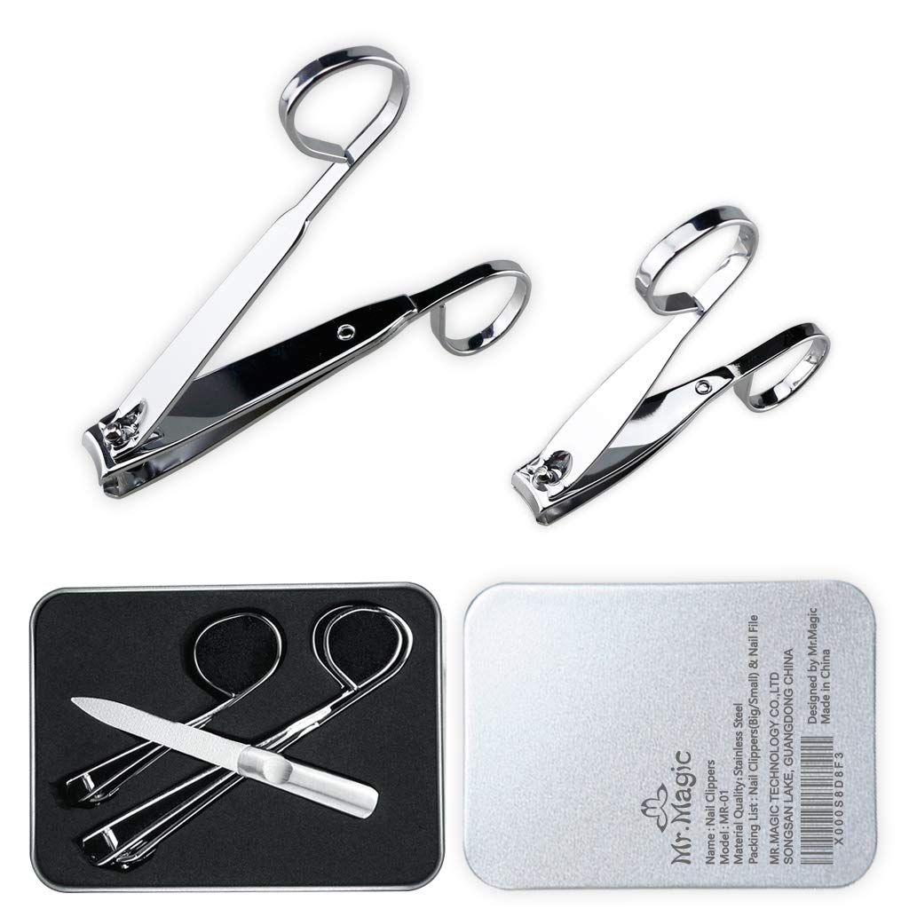 Nail Clipper Set-3PCS Stainless Steel Finger Nail,Toe Nail Clippers and Nail File with Metal Case for Women and Man