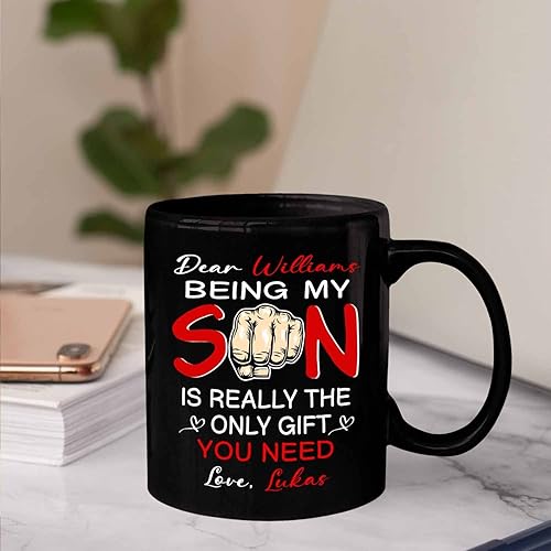 Miniatura 10 de Taza de café personalizada con texto en inglés To My Son Never Forget That I Love You To Knock You To Knock You Down This Old Wolf Will Have Your