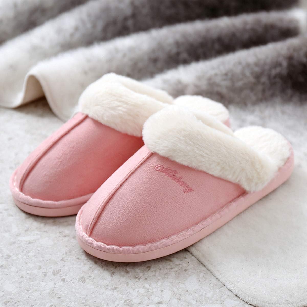 Inverno Pantofole Scamosciate da Donna Morbido Antiscivolo Scarpe Caldo Peluche Uomo Accogliente Memoria Schiuma Pantofole da Casa 34-45EU